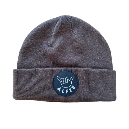 Cool Kids and Adults Brown Cotton Blend Alfie Beanie With Black Shaka Badge