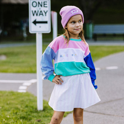 Alfie Harvi Pastel Pink Aqua and Blue Long Sleeve Kids Tee