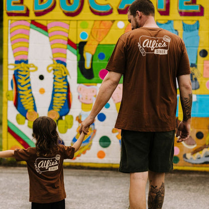 Alfie Diner  Kids and Adults Tee in Brown with Tan Print - Father Son matching tshirt