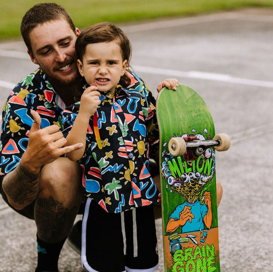 Alfie Tropicool Black Bright Print Party Shirt Kids & Matching Mens