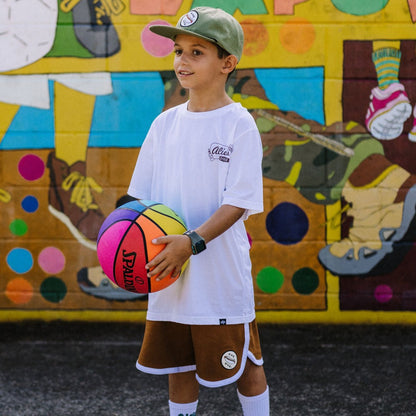 Alfie Brown Mad Dog Shorts Kids French Terry with White Trim