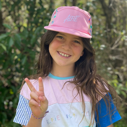 Alfie Pink Retro Cap Kids Fun Five Panel Hat