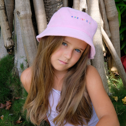 Alfie Pink Terry Towelling Bucket Hat Kids Wide Brim Hat