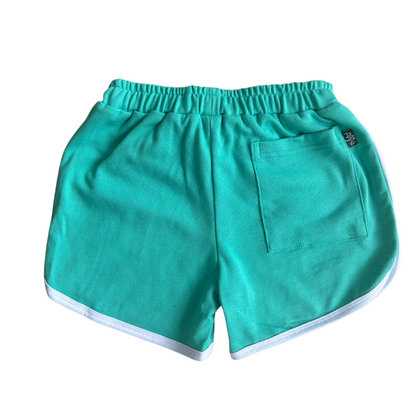 Alfie Aqua Terry Cotton 70s Tennis Shorts for Kids With White Piping